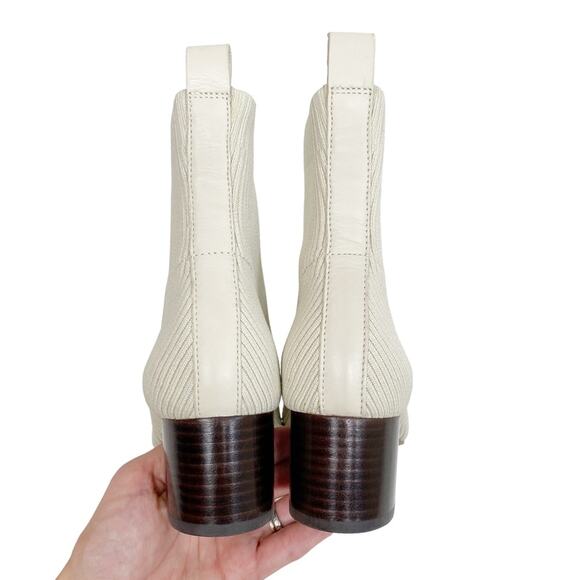 EVERLANE The Day Glove Ribbed Round Toe Pull On Sock Boot in Bone - Picture 3 of 10